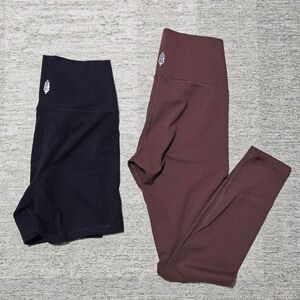 Fp Mvmt Bundle Black Bike Shorts and Brown Leggings